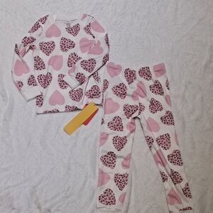 NWT PatPat Pink & Leopard Heart Kids Pajamas